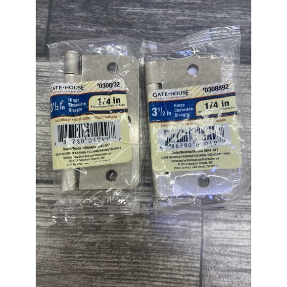 Lot Of 2 Gate House Hinges 3 1/2" x 1/4" Radius #0308892 Satin Nickel {KK} - Picture 2 of 13